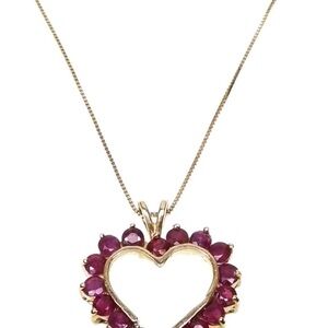 10k Gold Heart Necklace with ruby and diamond